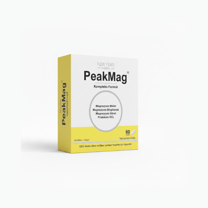 Peakmag Magnezyum + B6 Vitamini Gıda Takviyesi 60 Tablet