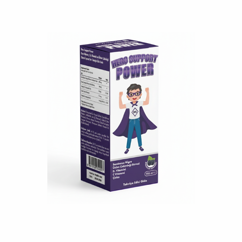 Hero Support Power Şurup Kara Mürver, D3 Vitamini ve Üzüm Çekirdeği Ekstresi İçeren Takviye Edici Gıda